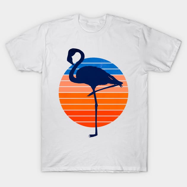 Retro Flamingo Sunset 80s Style T-Shirt by AlondraHanley